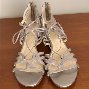 Isola pewter color leather sandals